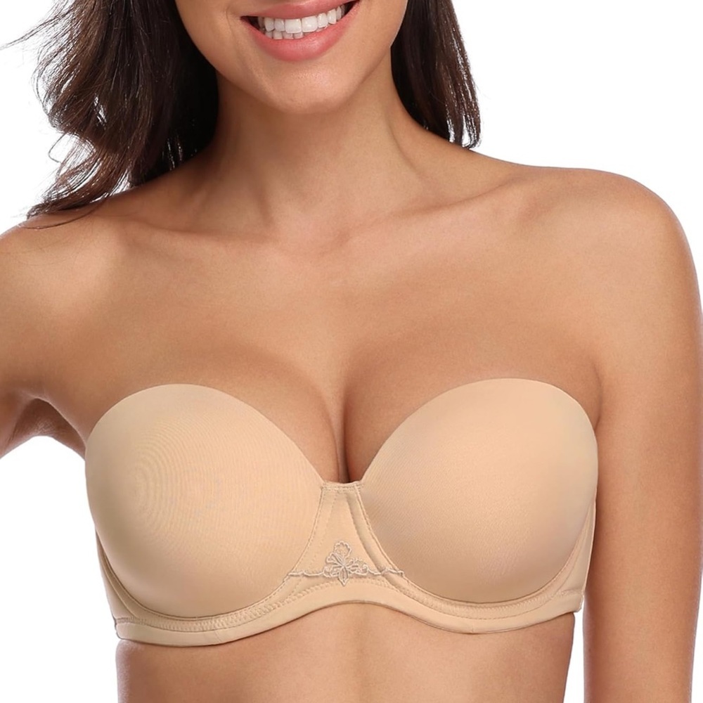 Amazon Tan Strapless Bra with Underwire Support​